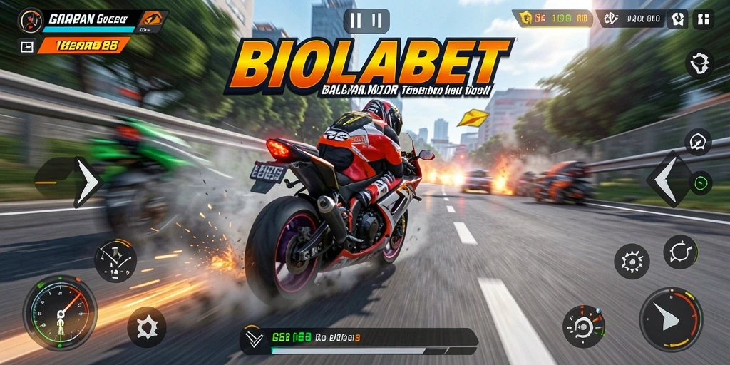 Screenshot menampilkan aksi balapan seru dalam BIOLABET.