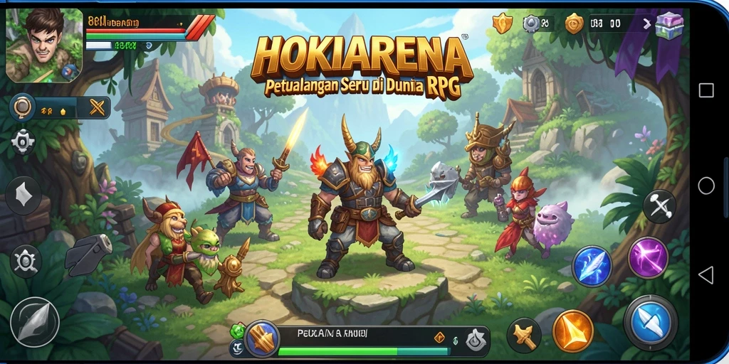 Screenshot HOKIARENA menampilkan aksi seru dalam pertarungan RPG.
