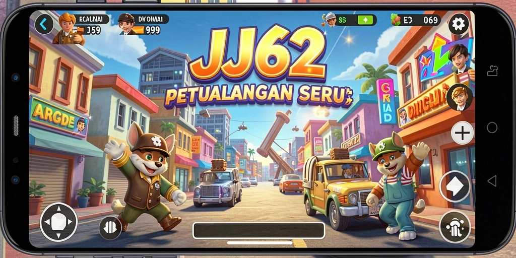 Gameplay seru dalam JJ62, penuh warna dan tantangan.