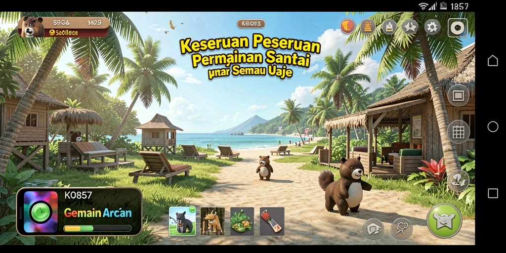 Tampilan gameplay KO857 yang penuh warna dan menarik.