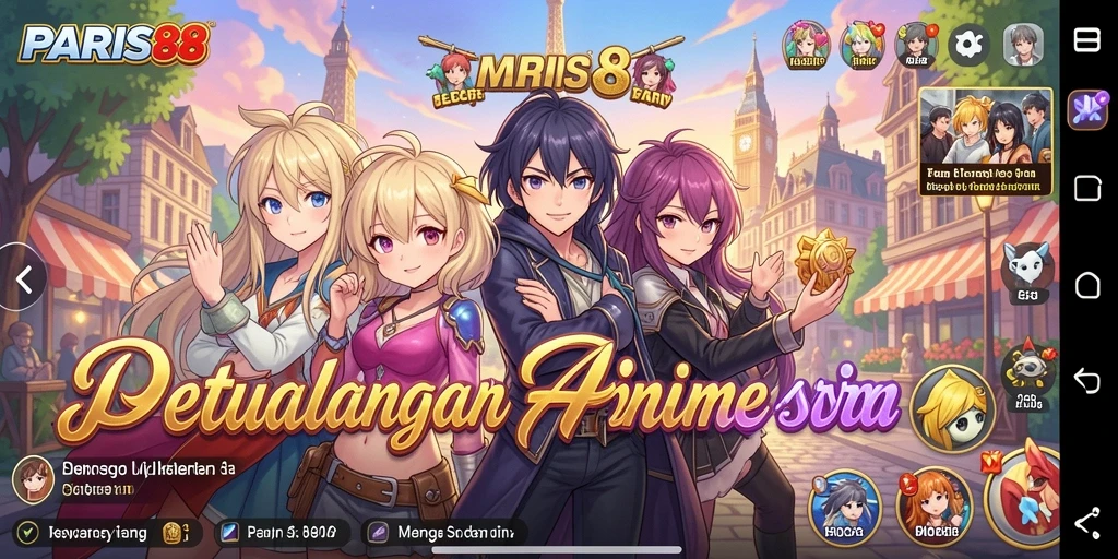 Gameplay menarik dalam PARIS88 dengan karakter anime yang memukau.