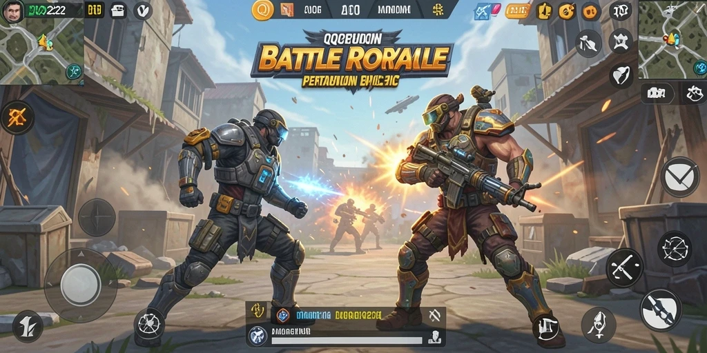 Gameplay seru dari QQ222 di arena Battle Royale.