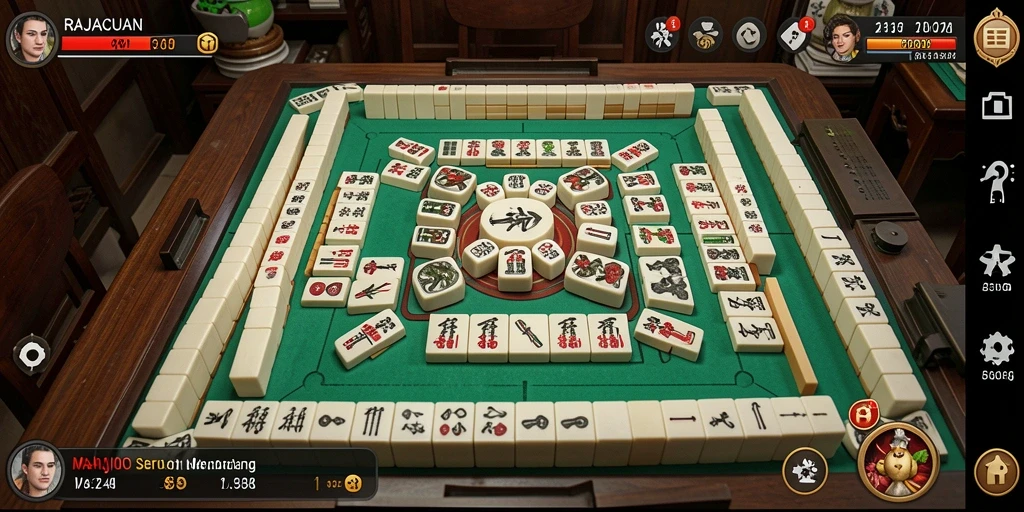 Tampilan gameplay RAJACUAN yang menawan dan penuh strategi Mahjong.