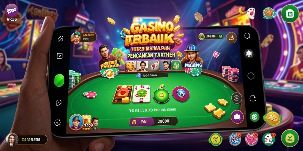 Screenshot utama RK55 menunjukkan gameplay Kasino yang seru dan mendebarkan.