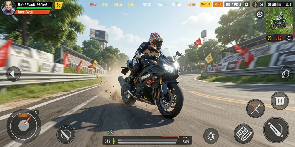 Tampilan gameplay S13 yang menegangkan dan penuh aksi balap motor.