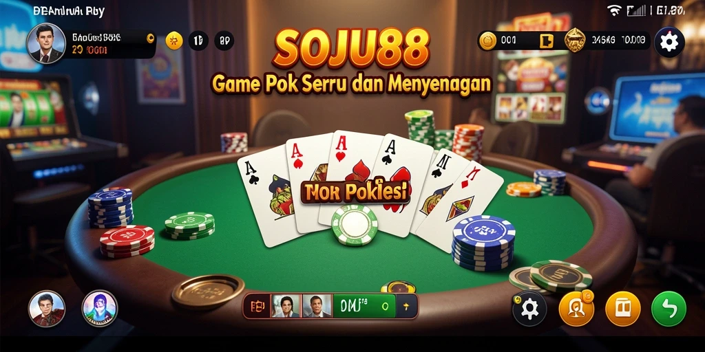 Tampilan permainan poker seru di SOJU88 yang mendebarkan.