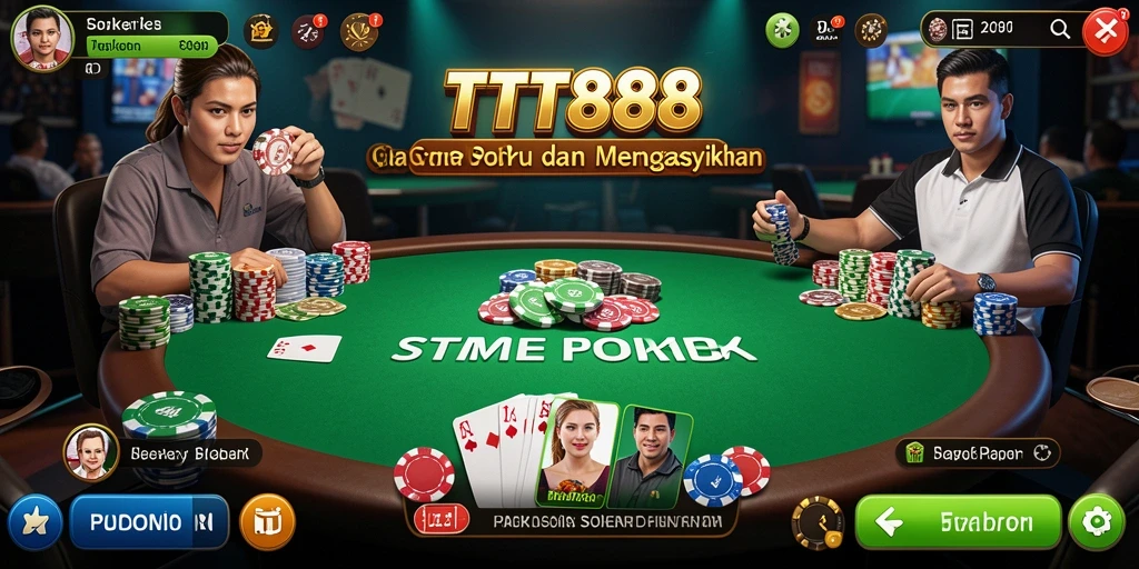 Screenshot TTT888 menunjukkan aksi seru permainan Poker.